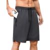 imageSILKWORLD Mens Athletic Running Shorts 2 in 1 Quick Dry Basketball Training Shorts 9 Inch Gym Workout with Zip PocketsDark Grey