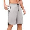 imageSILKWORLD Mens Athletic Running Shorts 2 in 1 Quick Dry Basketball Training Shorts 9 Inch Gym Workout with Zip PocketsLight Grey