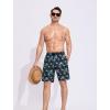 imageSILKWORLD Mens Swim Trunks Quick Dry Bathing Suit 9 Inch Swim Shorts with Mesh Lining and Zipper Cargo PocketsBlack Blue Leaves