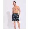 imageSILKWORLD Mens Swim Trunks Quick Dry Bathing Suit 9 Inch Swim Shorts with Mesh Lining and Zipper Cargo PocketsBlack Blue Leaves