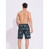 imageSILKWORLD Mens Swim Trunks Quick Dry Bathing Suit 9 Inch Swim Shorts with Mesh Lining and Zipper Cargo PocketsBlack Blue Leaves