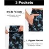 imageSILKWORLD Mens Swim Trunks Quick Dry Bathing Suit 9 Inch Swim Shorts with Mesh Lining and Zipper Cargo PocketsBlack Blue Leaves