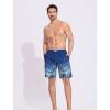 imageSILKWORLD Mens Swim Trunks Quick Dry Bathing Suit 9 Inch Swim Shorts with Mesh Lining and Zipper Cargo PocketsBlue Leaves Gradient