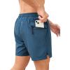 imageSILKWORLD Mens Swim Trunks Quick Dry Bathing Suits 6 Inch Swimming Shorts with Compression Liner and Zipper PocketsCopenhagen Blue