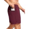 imageSILKWORLD Mens Swim Trunks Quick Dry Bathing Suits 6 Inch Swimming Shorts with Compression Liner and Zipper PocketsDark Red