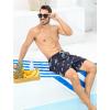 imageSILKWORLD Mens Swim Trunks with Compression Liner 6 Inch Inseam Quick Dry Beach Shorts Bathing Suit with Zipper PocketsBlack Blue Fish