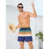 imageSILKWORLD Mens Swim Trunks with Compression Liner 6 Inch Inseam Quick Dry Beach Shorts Bathing Suit with Zipper PocketsBlue Curry Stripe