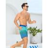 imageSILKWORLD Mens Swim Trunks with Compression Liner 6 Inch Inseam Quick Dry Beach Shorts Bathing Suit with Zipper PocketsBlue Gradient Stripe