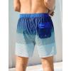 imageSILKWORLD Mens Swim Trunks with Compression Liner 6 Inch Inseam Quick Dry Beach Shorts Bathing Suit with Zipper PocketsBlue Green Gradient Stripes