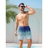 imageSILKWORLD Mens Swim Trunks with Compression Liner 6 Inch Inseam Quick Dry Beach Shorts Bathing Suit with Zipper PocketsBlue Green Gradient Stripes