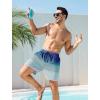 imageSILKWORLD Mens Swim Trunks with Compression Liner 6 Inch Inseam Quick Dry Beach Shorts Bathing Suit with Zipper PocketsBlue Green Gradient Stripes