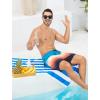 imageSILKWORLD Mens Swim Trunks with Compression Liner 6 Inch Inseam Quick Dry Beach Shorts Bathing Suit with Zipper PocketsBlue Orange Gradient
