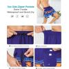 imageSILKWORLD Mens Swim Trunks with Compression Liner 6 Inch Inseam Quick Dry Beach Shorts Bathing Suit with Zipper PocketsNavy Blue Stripe Coconut Trees