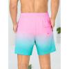 imageSILKWORLD Mens Swim Trunks with Compression Liner 6 Inch Inseam Quick Dry Beach Shorts Bathing Suit with Zipper PocketsPink Blue Gradient