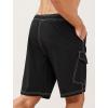 imageSILKWORLD Mens Swim Trunks with Compression Liner 9 Inch Bathing Suits QuickDry Swimming Beach Shorts with Cargo PocketsA00 Black