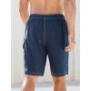 imageSILKWORLD Mens Swim Trunks with Compression Liner 9 Inch Bathing Suits QuickDry Swimming Beach Shorts with Cargo PocketsDark Navy