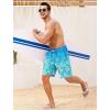 imageSILKWORLD Mens Swim Trunks with Compression Liner 9 Inch Bathing Suits QuickDry Swimming Beach Shorts with Cargo PocketsZ0gradient Blue Green Leaf