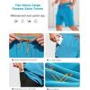 imageSILKWORLD Mens Swim Trunks with Compression Liner 9 Inch Bathing Suits QuickDry Swimming Beach Shorts with Cargo PocketsZ0gradient Blue Green Leaf