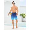 imageSILKWORLD Mens Swim Trunks with Compression Liner 9quot Swimming Trunk 2 in 1 Beach Quick Dry Shorts with Zipper PocketBlack Blue Green Gradient
