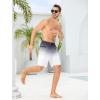 imageSILKWORLD Mens Swim Trunks with Compression Liner 9quot Swimming Trunk 2 in 1 Beach Quick Dry Shorts with Zipper PocketBlack White Gradient