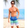 imageSILKWORLD Mens Swimming Shorts Quick Dry Beach Trunks Swimwear with Mesh LiningCompression Bluegreenwhite