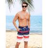 imageSILKWORLD Mens Swimming Shorts Quick Dry Beach Trunks Swimwear with Mesh LiningCompression Navyredwhite
