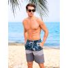imageSILKWORLD Mens Swimming Shorts Quick Dry Beach Trunks Swimwear with Mesh LiningCompression Printingwhitegrey