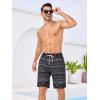 imageSILKWORLD Mens Swimming Trunks with Compression Liner 2 in 1 QuickDry 9quot Swim Shorts with Zipper PocketsBlack Geometrical
