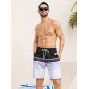 imageSILKWORLD Mens Swimming Trunks with Compression Liner 2 in 1 QuickDry 9quot Swim Shorts with Zipper PocketsBlack Grey Stripes