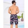 imageSILKWORLD Mens Swimming Trunks with Compression Liner 2 in 1 QuickDry 9quot Swim Shorts with Zipper PocketsBlack Pink Flamingo