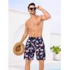 imageSILKWORLD Mens Swimming Trunks with Compression Liner 2 in 1 QuickDry 9quot Swim Shorts with Zipper PocketsBlack Pink Flamingo