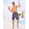 imageSILKWORLD Mens Swimming Trunks with Compression Liner 2 in 1 QuickDry 9quot Swim Shorts with Zipper PocketsBlack Pink Flamingo
