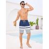 imageSILKWORLD Mens Swimming Trunks with Compression Liner 2 in 1 QuickDry 9quot Swim Shorts with Zipper PocketsBlue Stripes