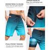 imageSILKWORLD Mens Swimming Trunks with Compression Liner 2 in 1 QuickDry 9quot Swim Shorts with Zipper PocketsGradientgrey Blue