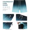 imageSILKWORLD Mens Swimming Trunks with Compression Liner Quick Dry 5 inch Swim Shorts with Zipper PocketsA0 Blue Green Gradation