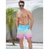 imageSILKWORLD Mens Swimming Trunks with Compression Liner Quick Dry 5 inch Swim Shorts with Zipper PocketsA0 Blue Pink Gradient