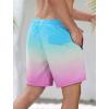 imageSILKWORLD Mens Swimming Trunks with Compression Liner Quick Dry 5 inch Swim Shorts with Zipper PocketsA0 Blue Pink Gradient