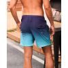 imageSILKWORLD Mens Swimming Trunks with Compression Liner Quick Dry 5 inch Swim Shorts with Zipper PocketsA0 Deep Blue Gradient