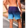 imageSILKWORLD Mens Swimming Trunks with Compression Liner Quick Dry 5 inch Swim Shorts with Zipper PocketsA0 Navy Blue Gradient