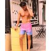 imageSILKWORLD Mens Swimming Trunks with Compression Liner Quick Dry 5 inch Swim Shorts with Zipper PocketsA0 Pink Blue Gradient