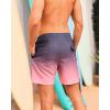 imageSILKWORLD Mens Swimming Trunks with Compression Liner Quick Dry 5 inch Swim Shorts with Zipper PocketsA0 Pink Grey Gradient