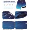 imageSILKWORLD Mens Swimming Trunks with Compression Liner Quick Dry 5 inch Swim Shorts with Zipper PocketsA0 White Blue Gradient