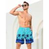 imageSILKWORLD Mens Swimming Trunks with Compression Liner Quick Dry 5 inch Swim Shorts with Zipper PocketsBlue Black Coconut Tree