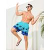 imageSILKWORLD Mens Swimming Trunks with Compression Liner Quick Dry 5 inch Swim Shorts with Zipper PocketsBlue Black Coconut Tree