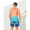 imageSILKWORLD Mens Swimming Trunks with Compression Liner Quick Dry 5 inch Swim Shorts with Zipper PocketsBlue Black Coconut Tree