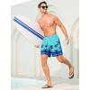 imageSILKWORLD Mens Swimming Trunks with Compression Liner Quick Dry 5 inch Swim Shorts with Zipper PocketsBlue Black Coconut Tree