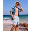 imageSILKWORLD Mens Swimming Trunks with Compression Liner Quick Dry 5 inch Swim Shorts with Zipper PocketsCyan  Pink Lining
