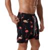 imageSILKWORLD Mens Swimming Trunks with Compression Liner Quick Dry 5 inch Swim Shorts with Zipper PocketsFlamingos