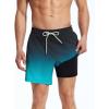 imageSILKWORLD Mens Swimming Trunks with Compression Liner Quick Dry 5 inch Swim Shorts with Zipper PocketsWavy Blue Black Gradient