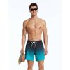 imageSILKWORLD Mens Swimming Trunks with Compression Liner Quick Dry 5 inch Swim Shorts with Zipper PocketsWavy Blue Black Gradient